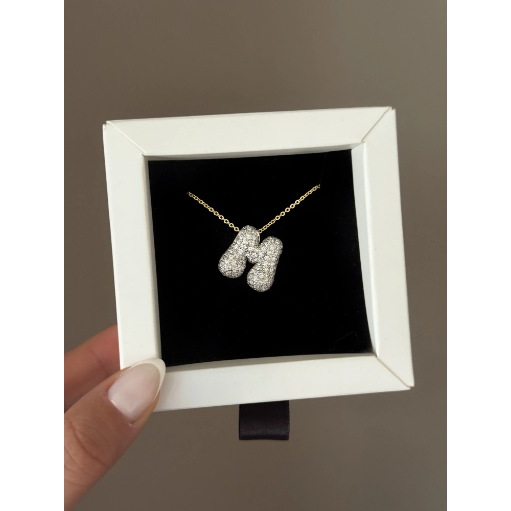 Çelik Mix Balon M Harfli Kolye