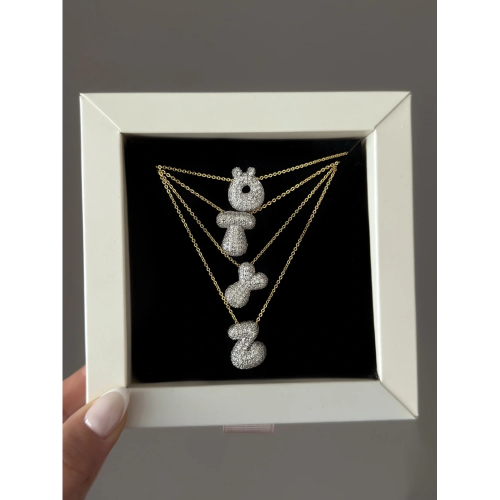 Çelik Mix Balon Y Harfli Kolye