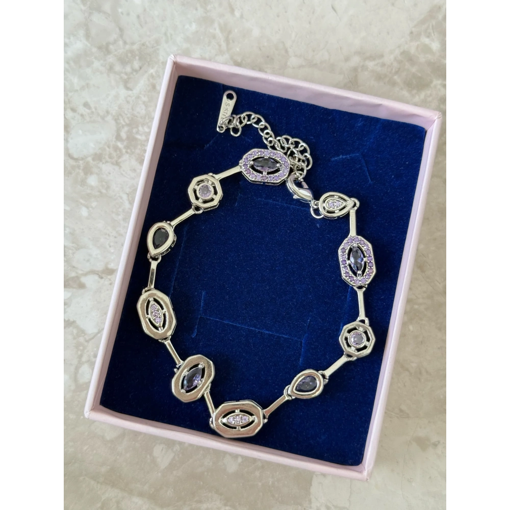 Çelik Mor Baget Taşlı Bileklik