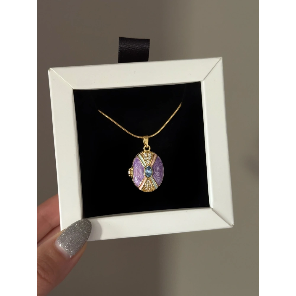 Çelik Mor Kapaklı Kolye