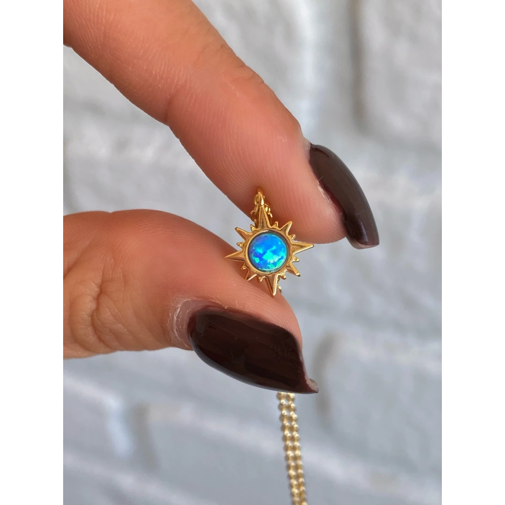 Çelik Opal Kutup Yıldızlı Minimal Kolye