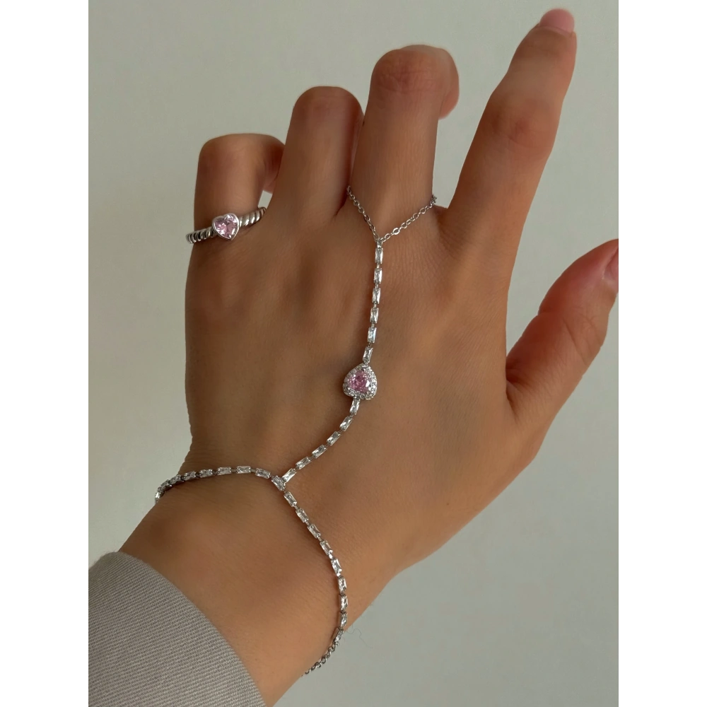 Çelik Pembe Baget Taşlı Şahmeran