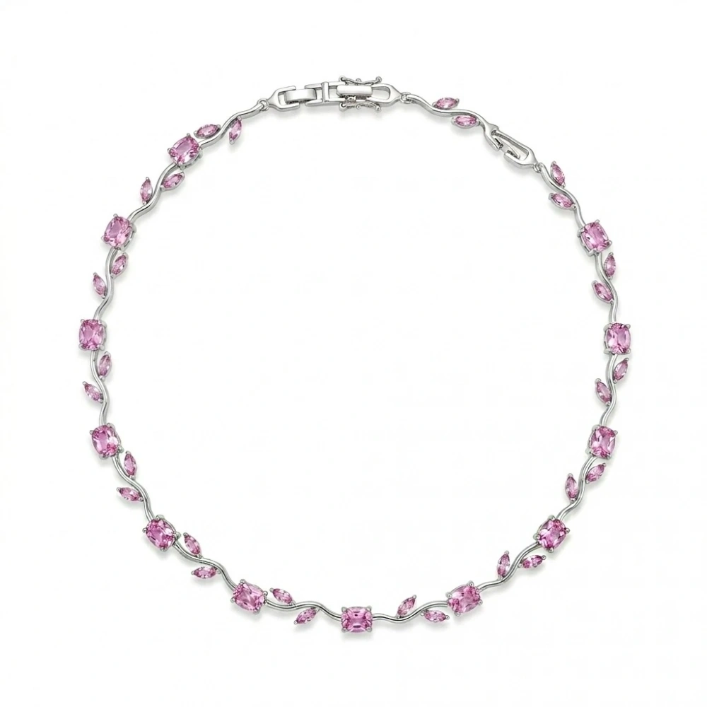 Çelik Pembe Tulip Kolye