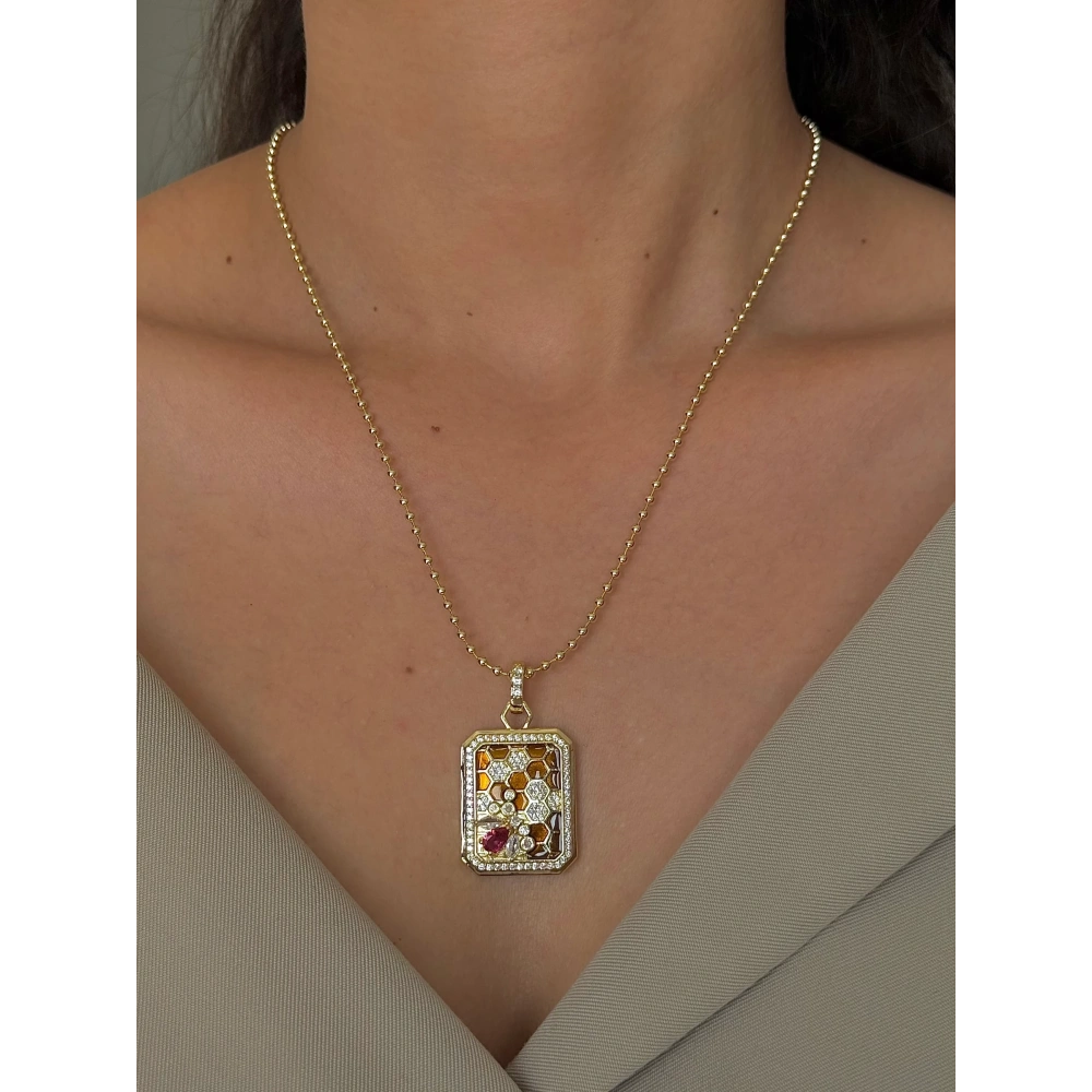 Çelik Petek Detaylı Arı Kolye