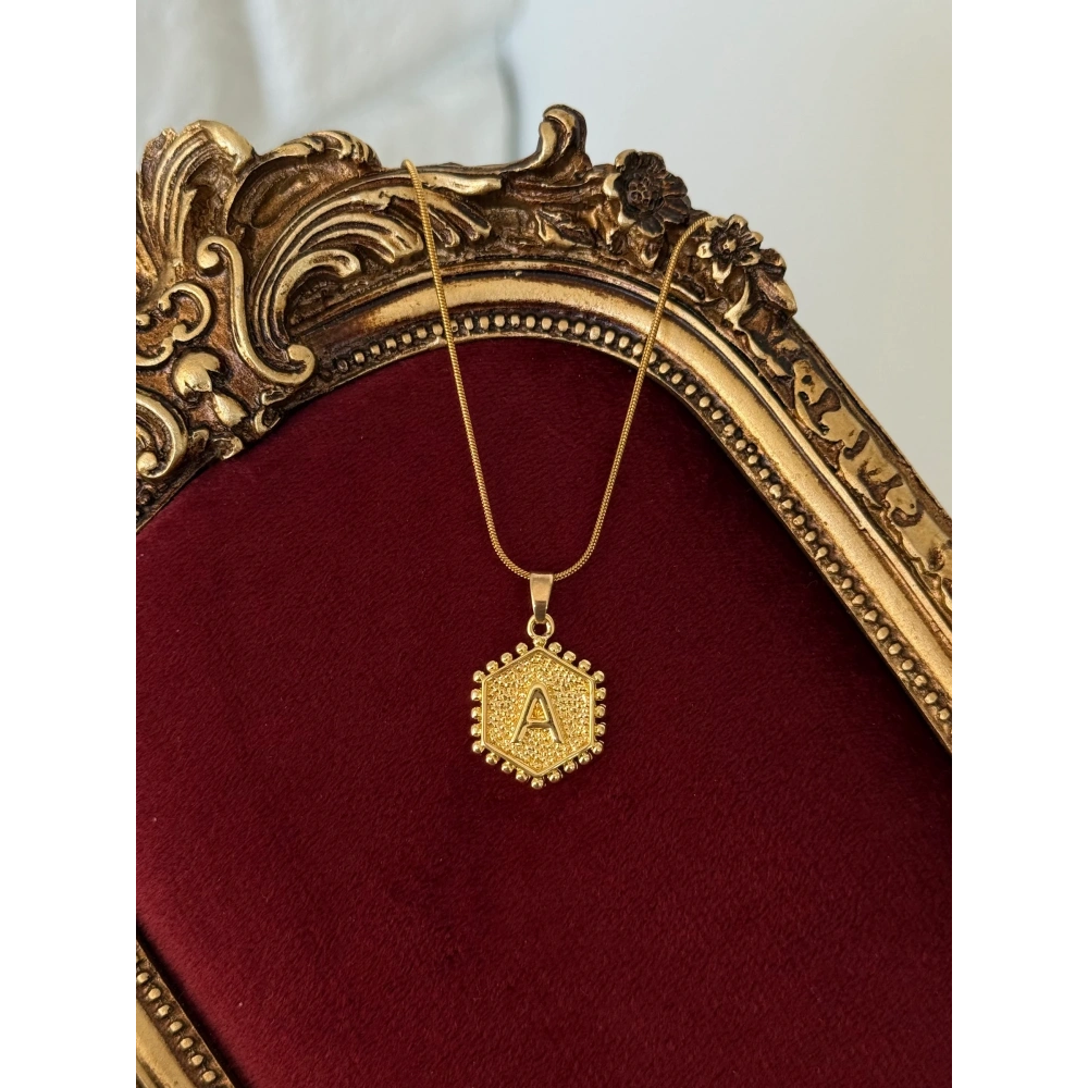 Çelik Plaka A Harfli Kolye