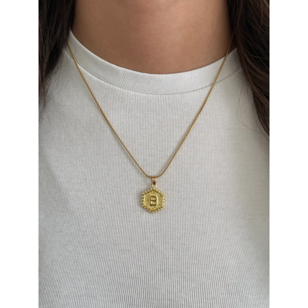 Çelik Plaka B Harfli Kolye