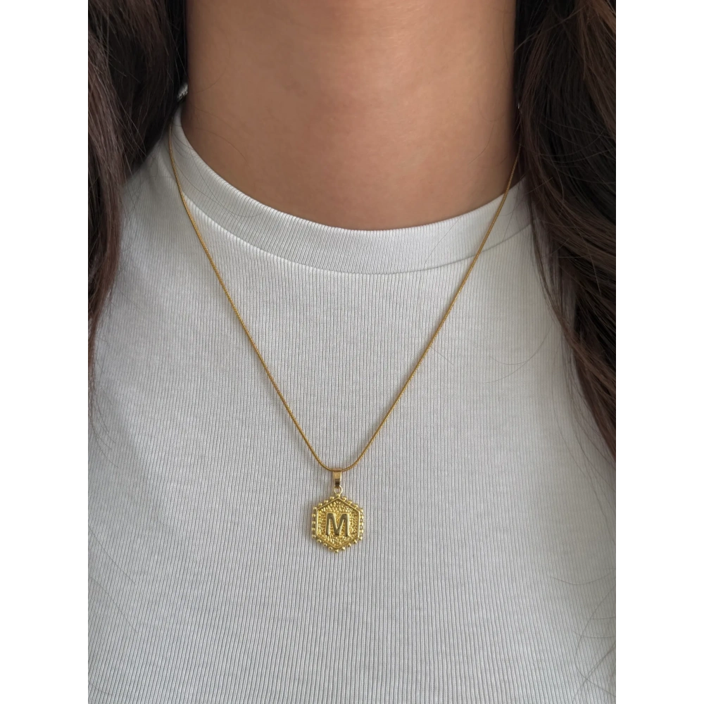 Çelik Plaka M Harfli Kolye