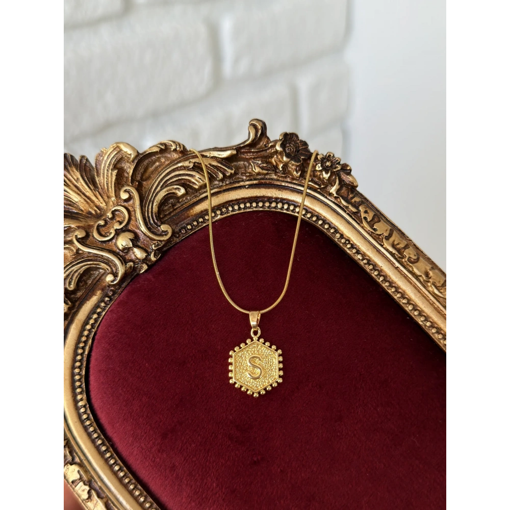 Çelik Plaka S Harfli Kolye