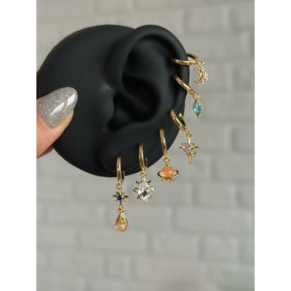 Çelik Renkli 6 Lı Küpe Seti