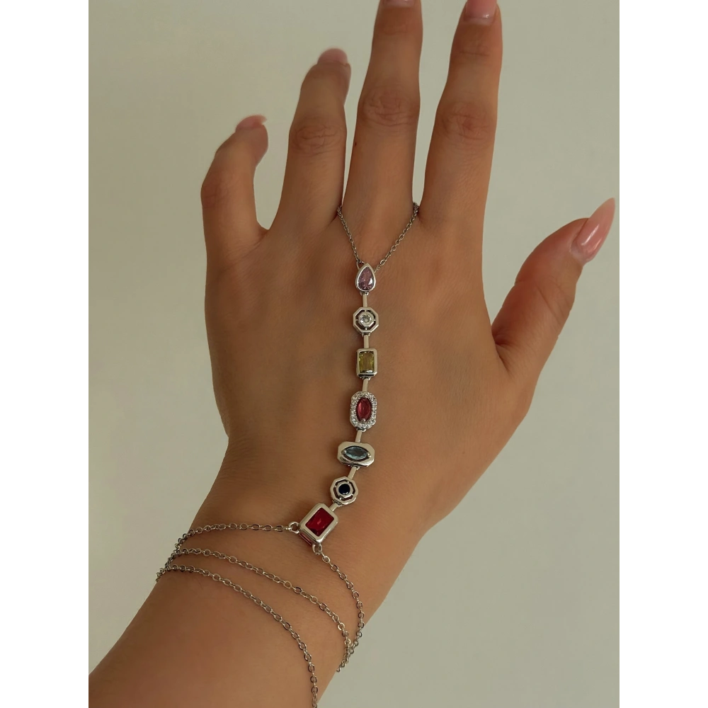 Çelik Renkli Baget Taşlı Silver Şahmeran