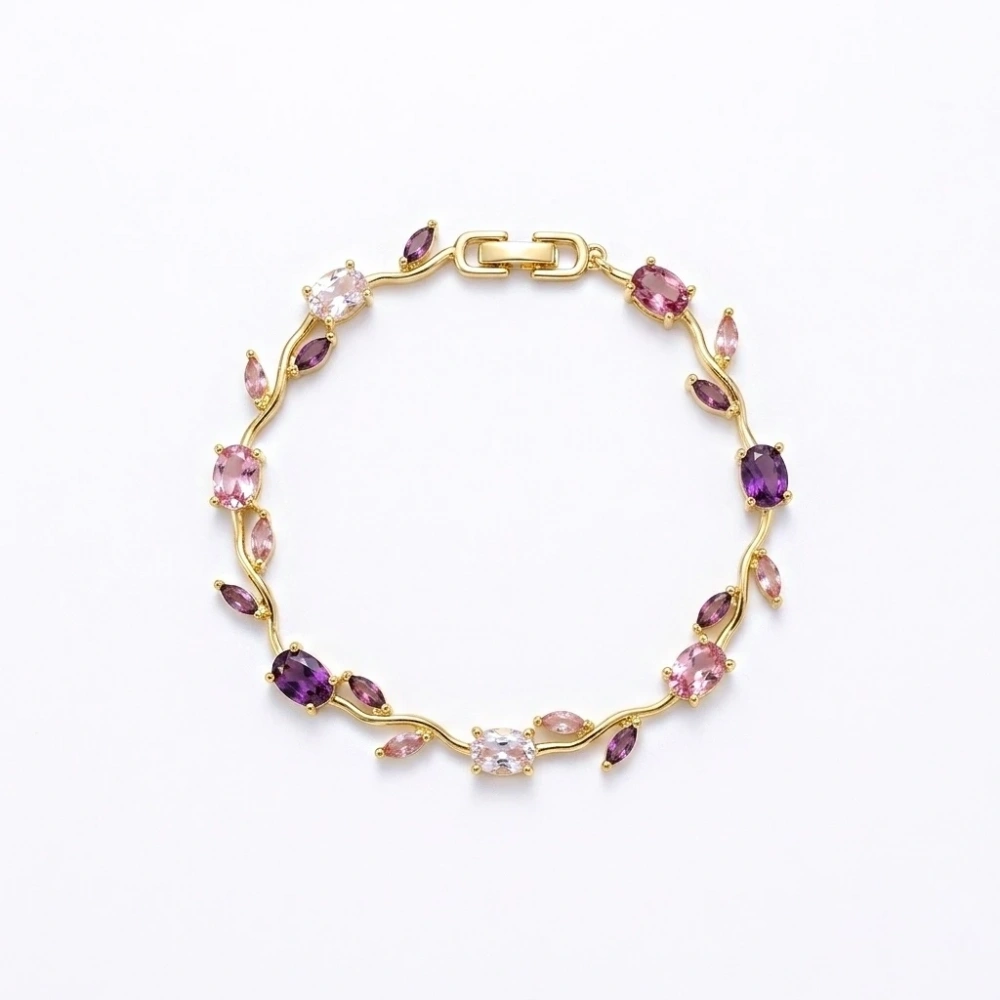 Çelik Renkli Taşlı Tulip Bileklik