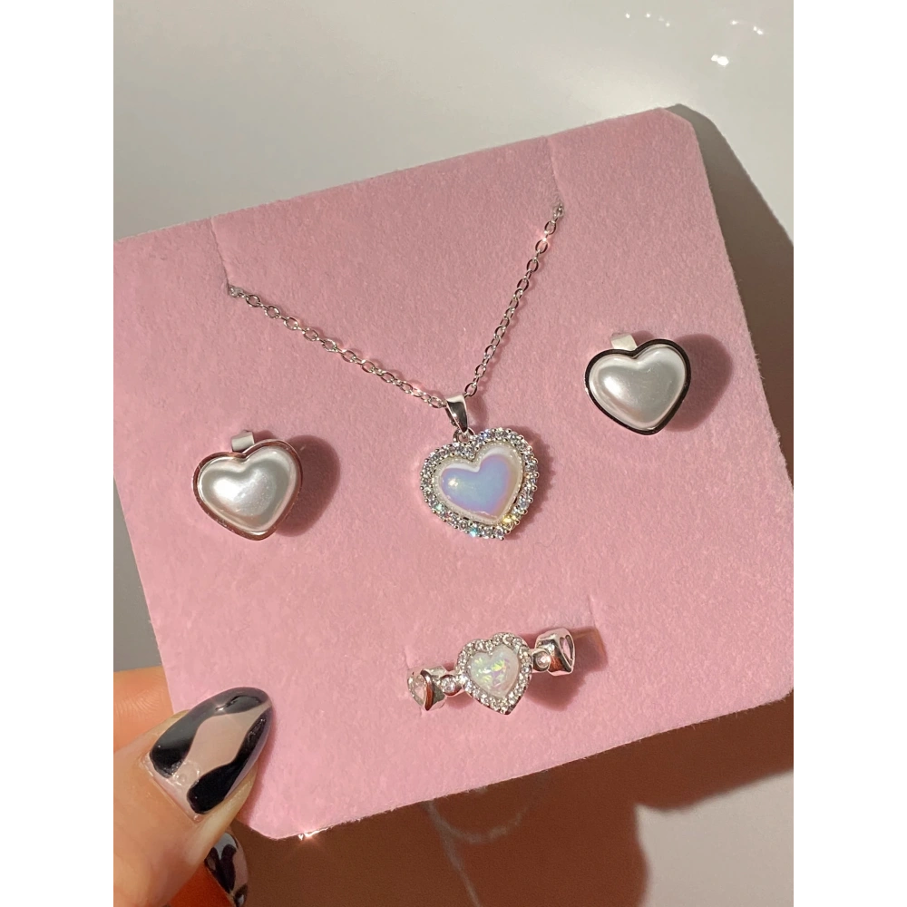 Çelik Sedefli Kalp Detaylı Set