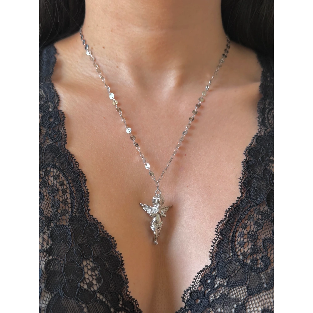 Çelik Silver 3 Boyutlu Melek Kolye