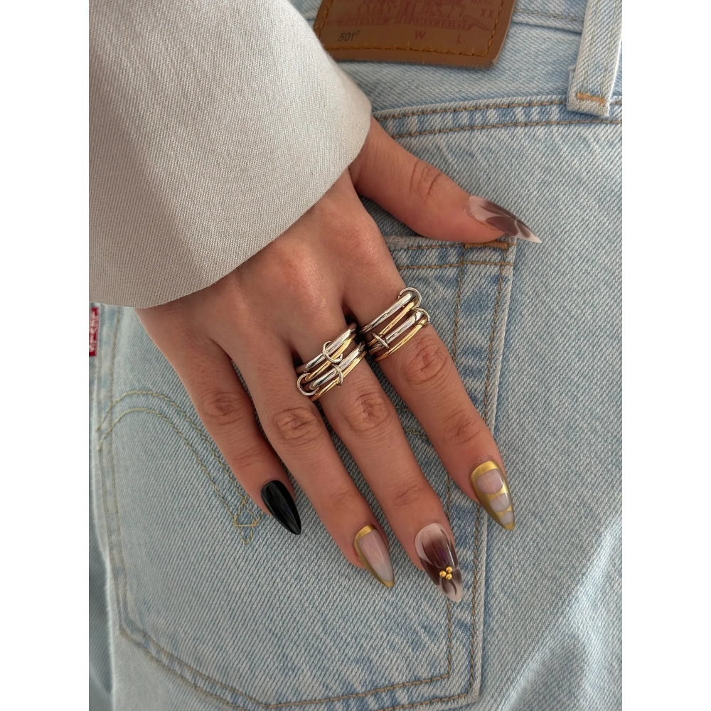 Çelik Silver 4 Lü Spiral Yüzük