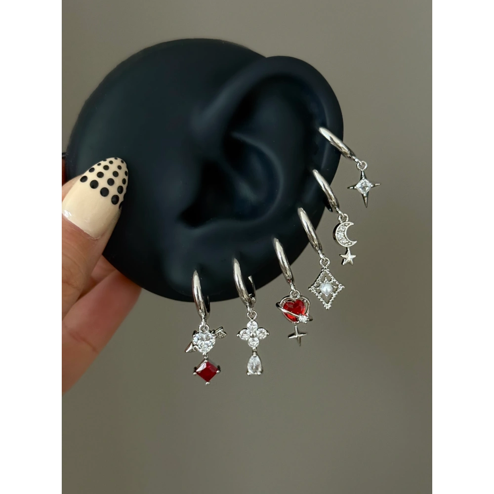 Çelik Silver Aşk 6 Lı Küpe Seti