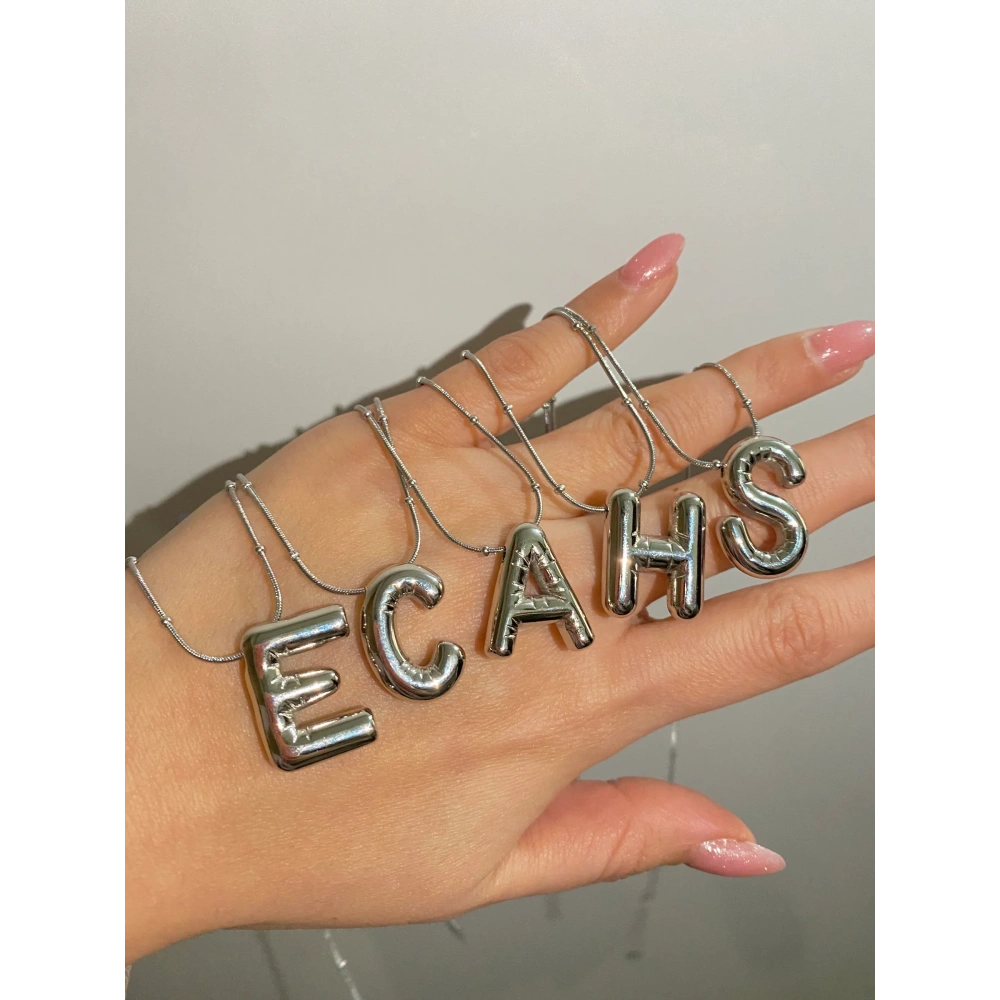 Çelik Silver Balon Harf Kolye