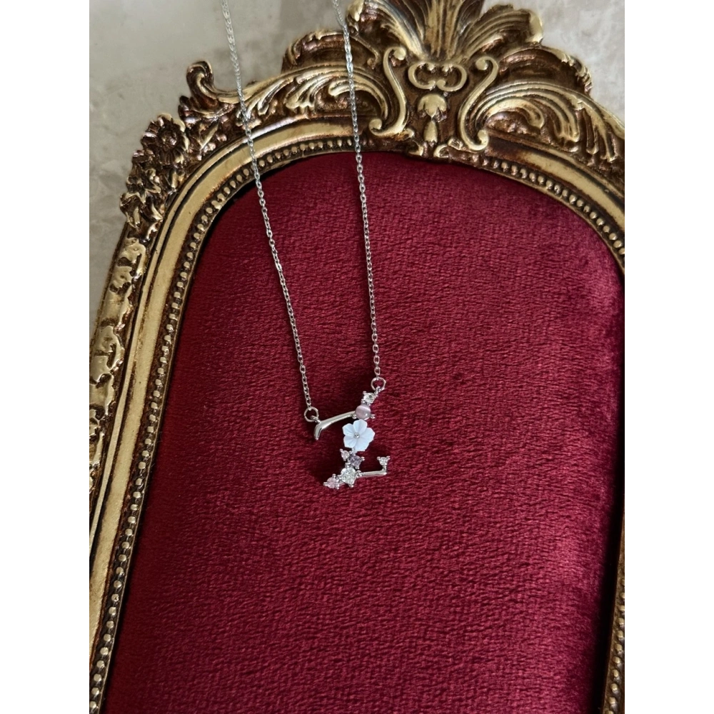 Çelik Silver Çiçekli Z Harfli Kolye