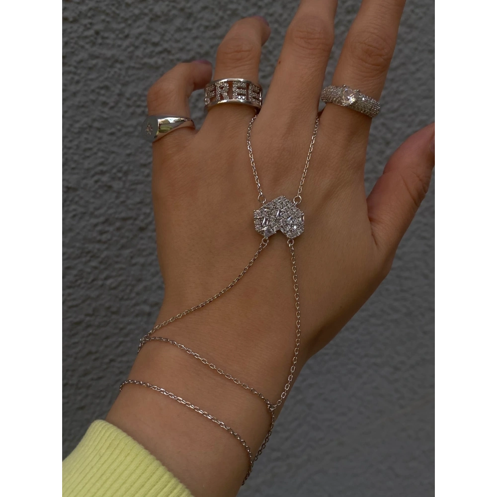 Çelik Silver Kalp Detaylı Şahmeran