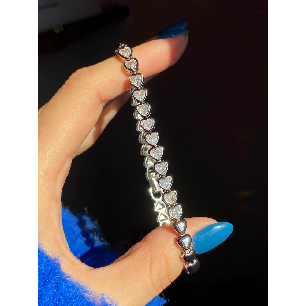 Çelik Silver Kalp Detaylı Suyolu Bileklik