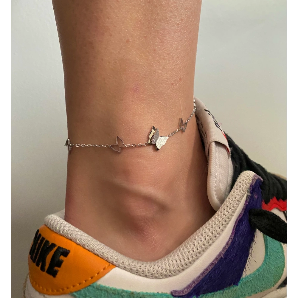 Çelik Silver Kelebek Detaylı Halhal