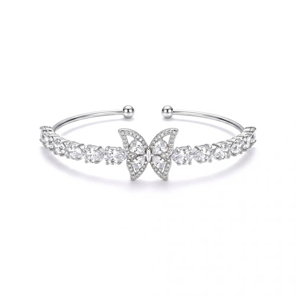 Çelik Silver Kelebekli Kelepçe Bileklik