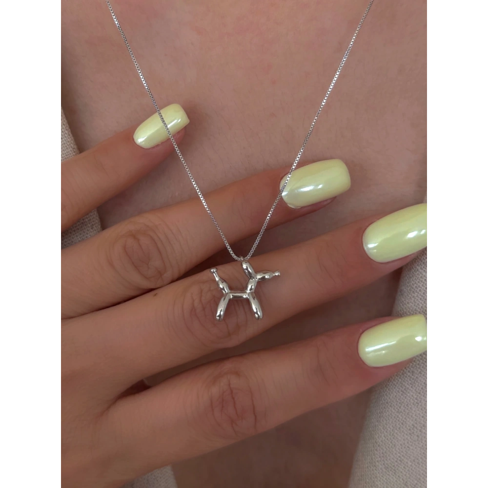 Çelik Silver Köpek Detay Kolye