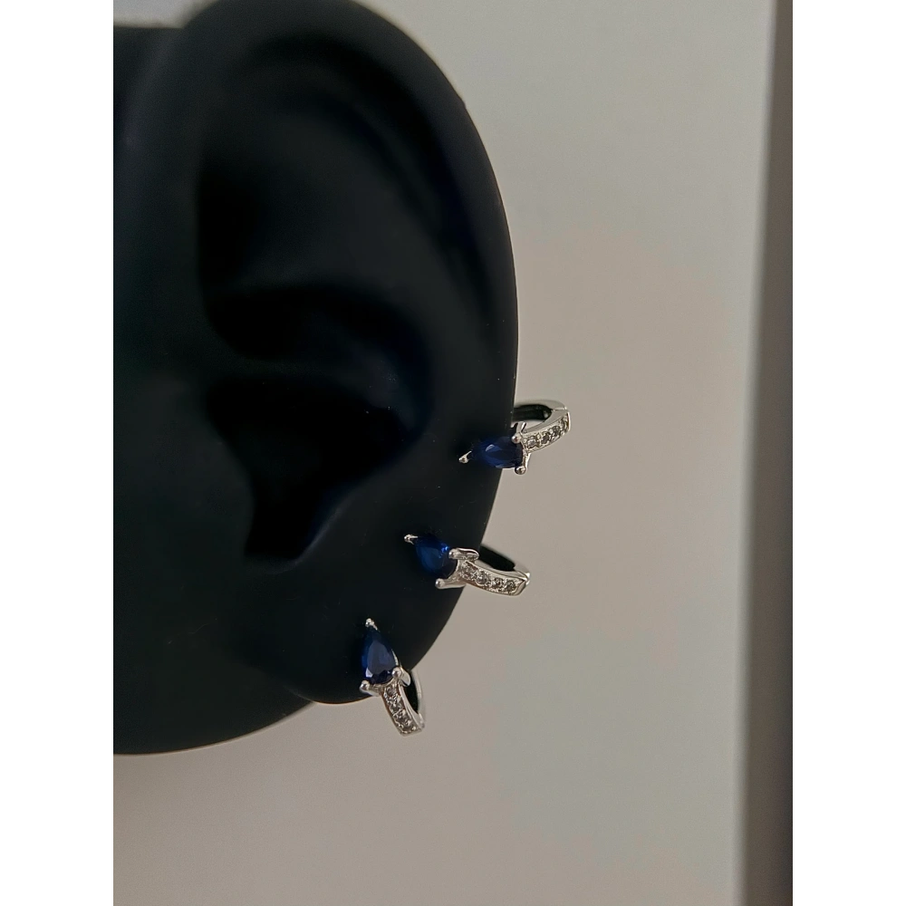 Çelik Silver Lacivert Taşlı Halka Piercing