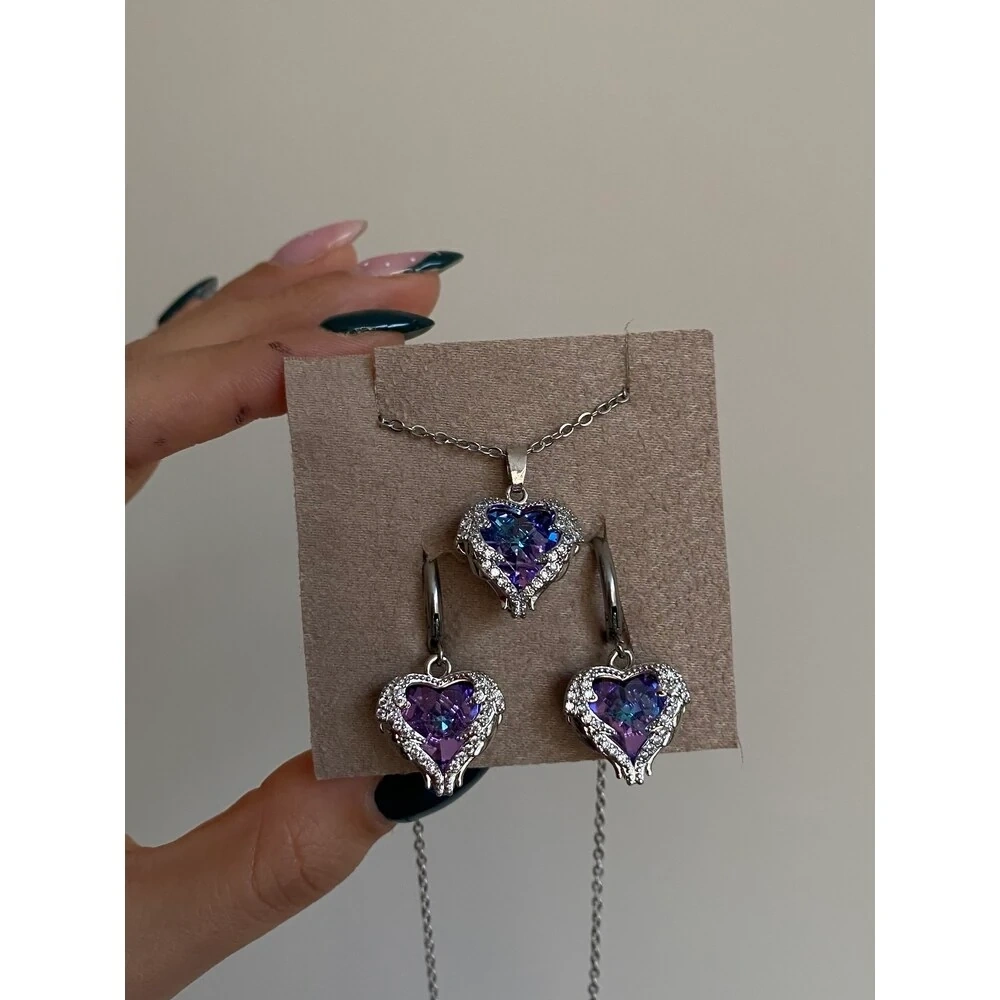 Çelik Silver Lila Melek Kanatlı Set