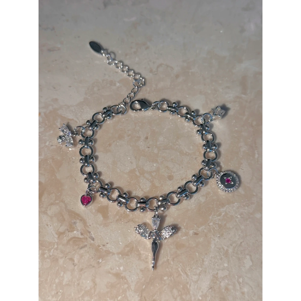 Çelik Silver Melekli Charm Bileklik