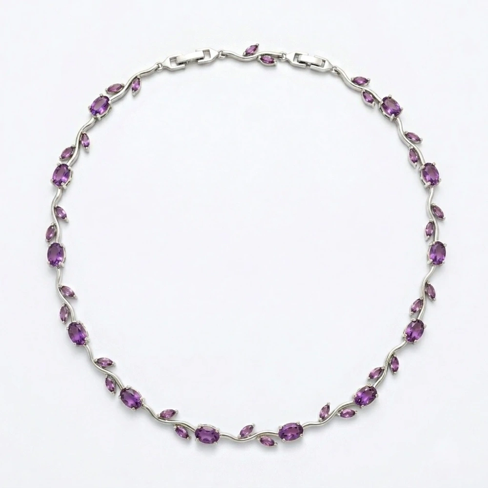 Çelik Silver Mor Tulip Kolye