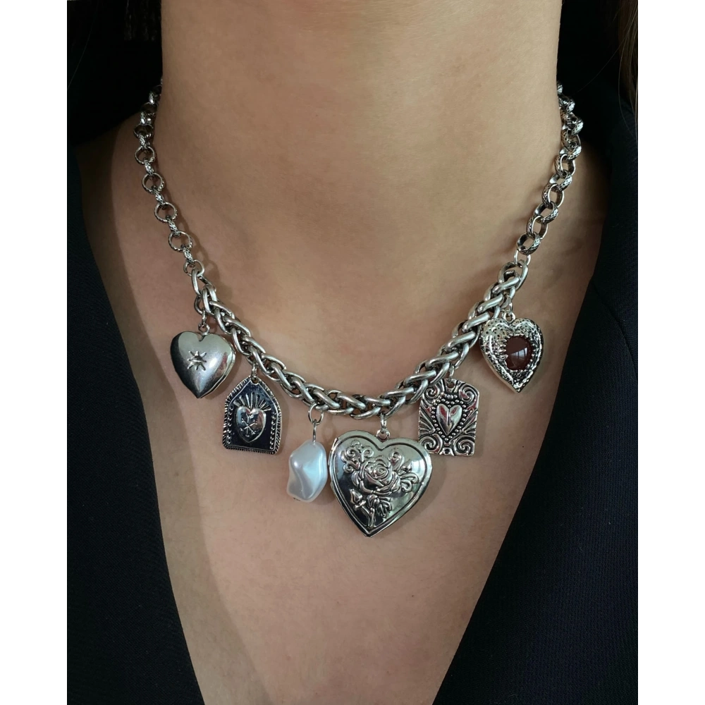 Çelik Silver Vintage Tasarım Choker