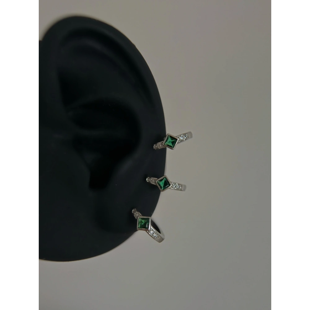 Çelik Silver Yeşil Taşlı Halka Piercing