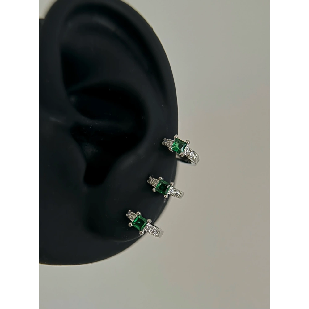 Çelik Silver Yeşil Taşlı Halka Piercing