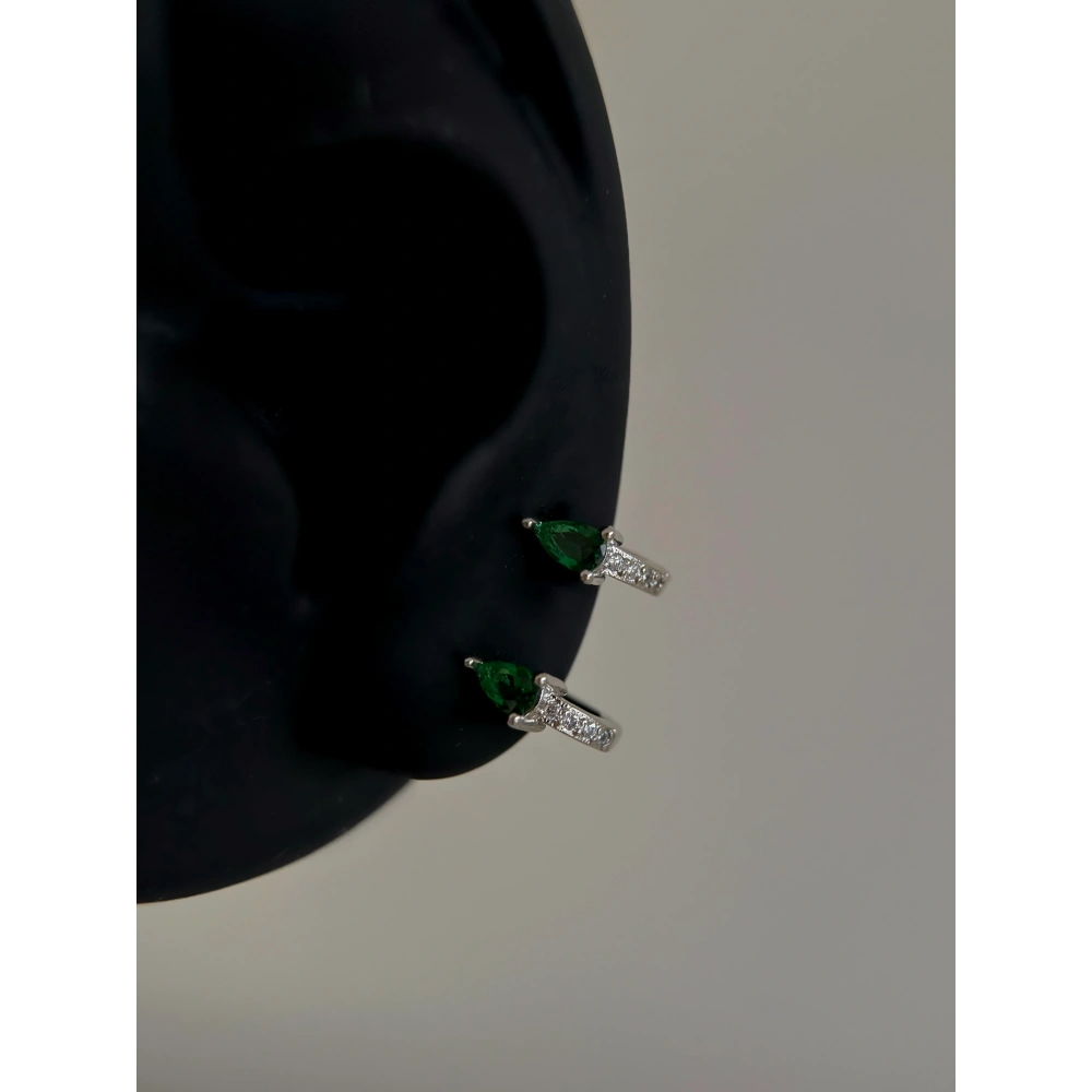 Çelik Silver Yeşil Taşlı Piercing