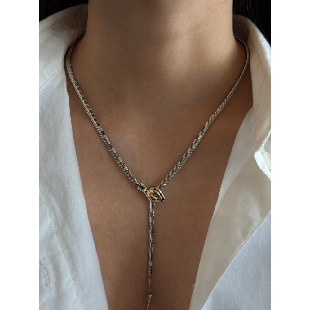 Çelik Silver Yılan Kolye