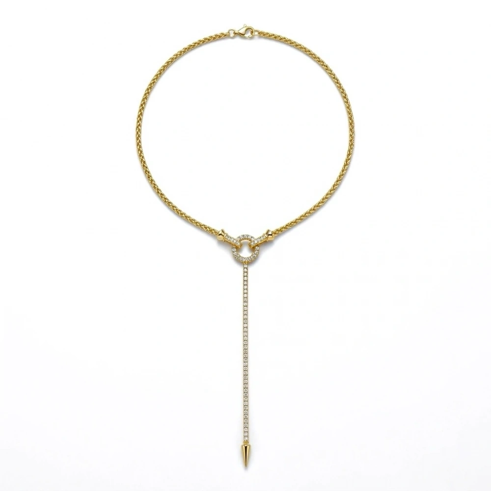 Çelik Su Yolu Detaylı Y Kolye