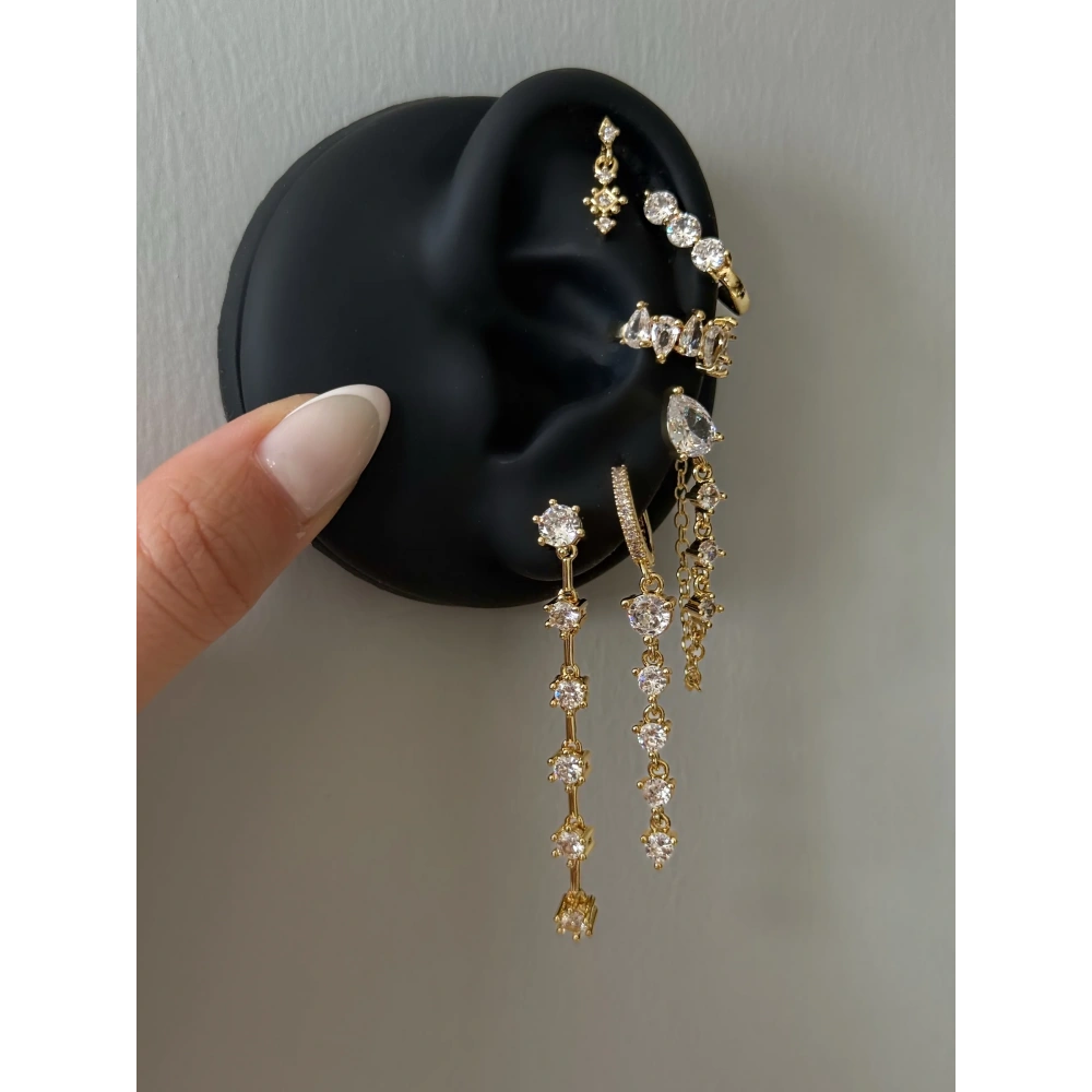 Çelik Suyolu Detay 6 Lı Küpe Seti