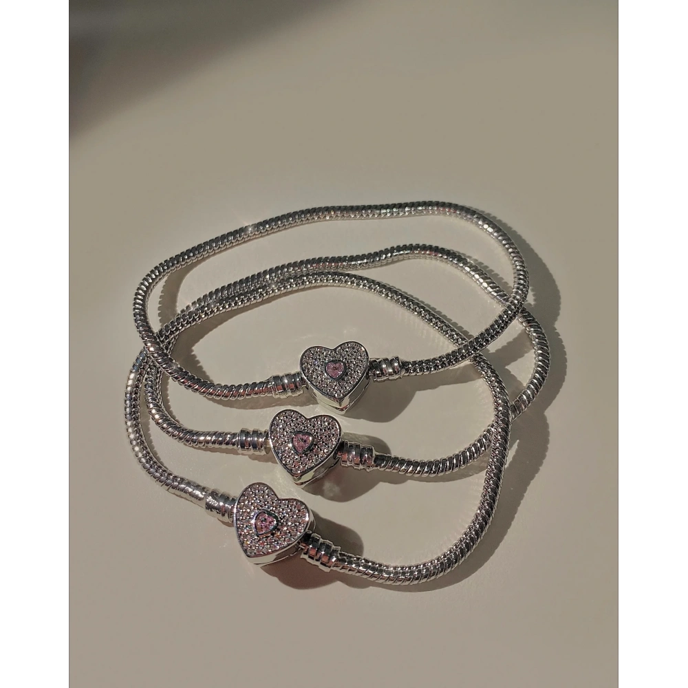 Çelik Swarovski Kalpli Bileklik