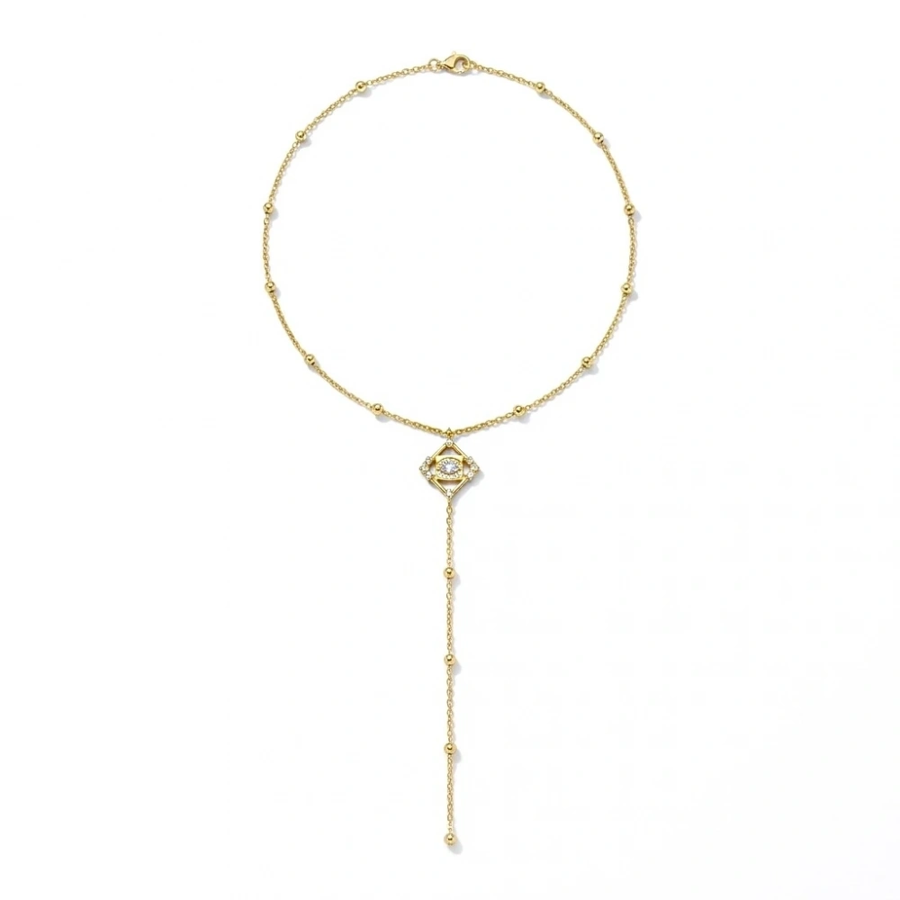 Çelik Top Zincirli Tasarım Y Kolye