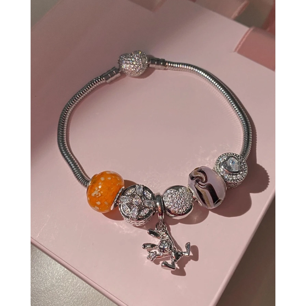 Çelik Turuncu Taşlı Mickey Bileklik