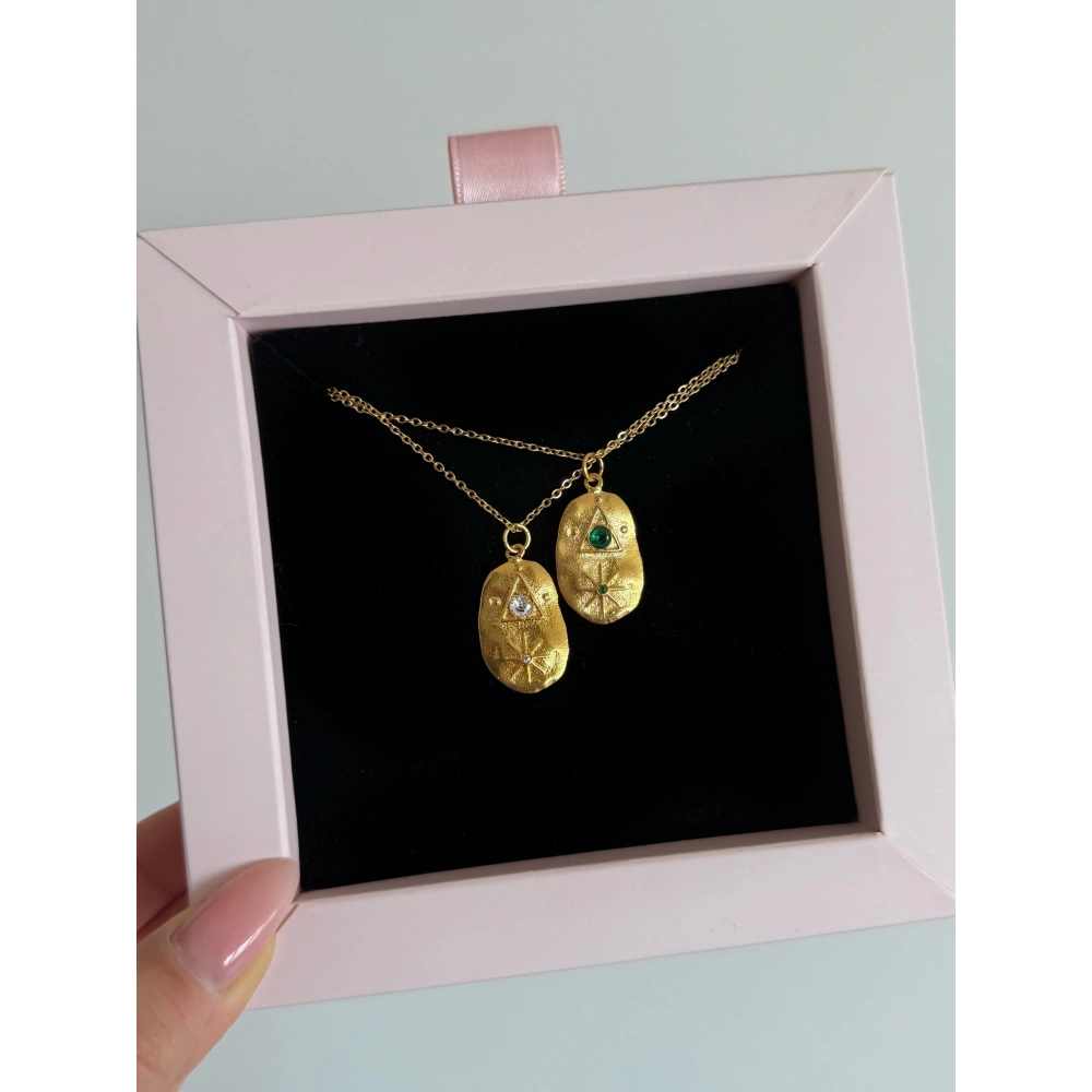 Çelik Vintage Plaka Kolye