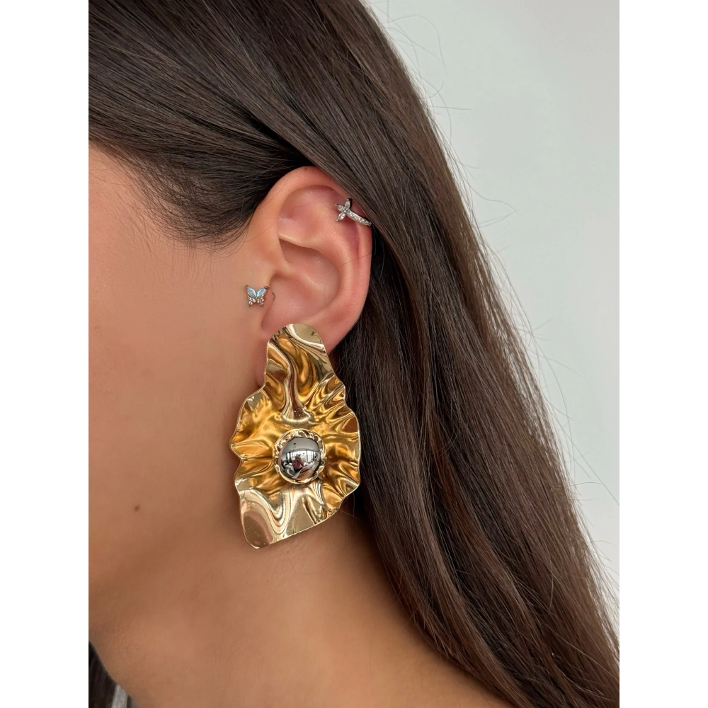 Çelik Yaprak Detay Küpe