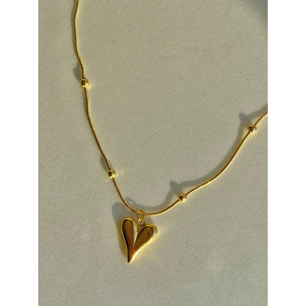 Çelik Yassı Kalpli Kolye