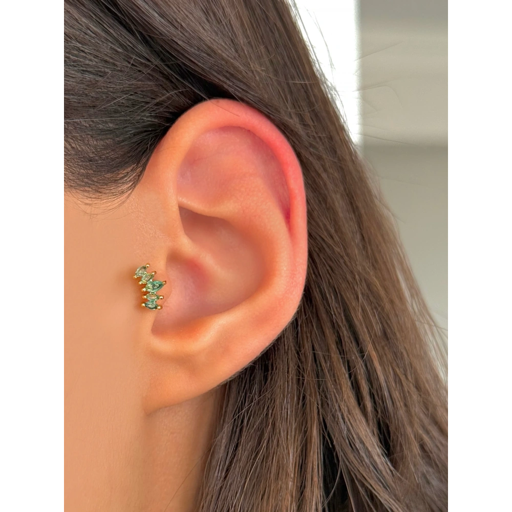 Çelik Yeşil 5 Taşlı Piercing