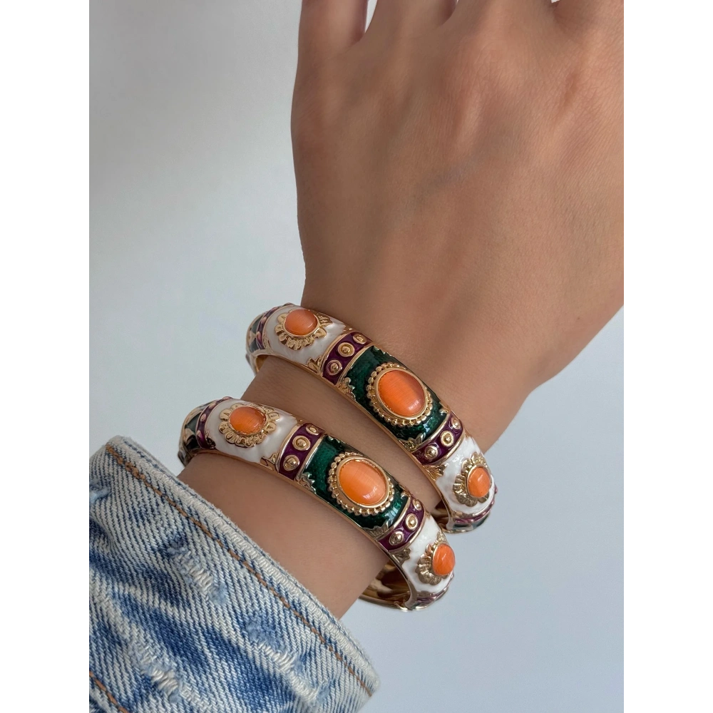 Çelik Yeşil Mineli Kelepçe Bileklik