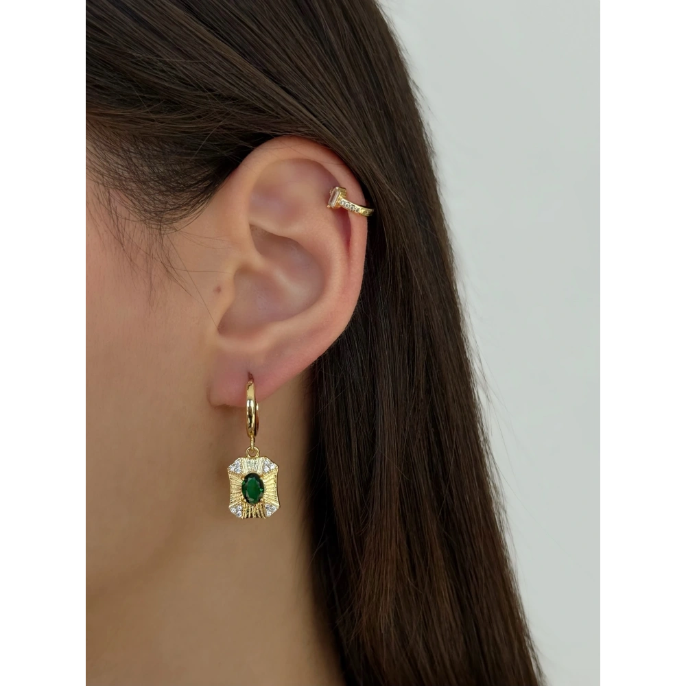 Çelik Yeşil Vintage Küpe