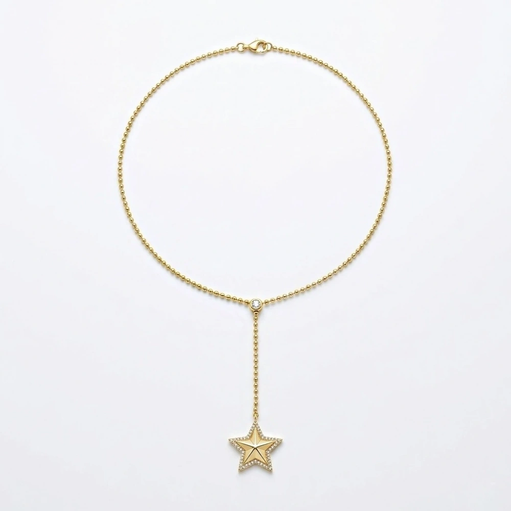 Çelik Yıldız Charmlı Y Kolye