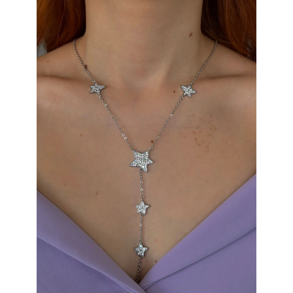 Çelik Yıldız Detay Kolye