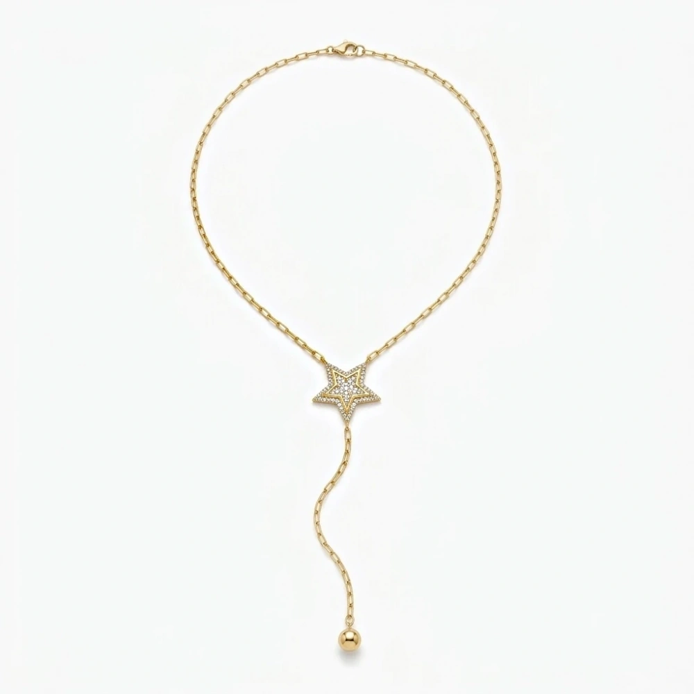 Çelik Yıldız Detay Y Kolye