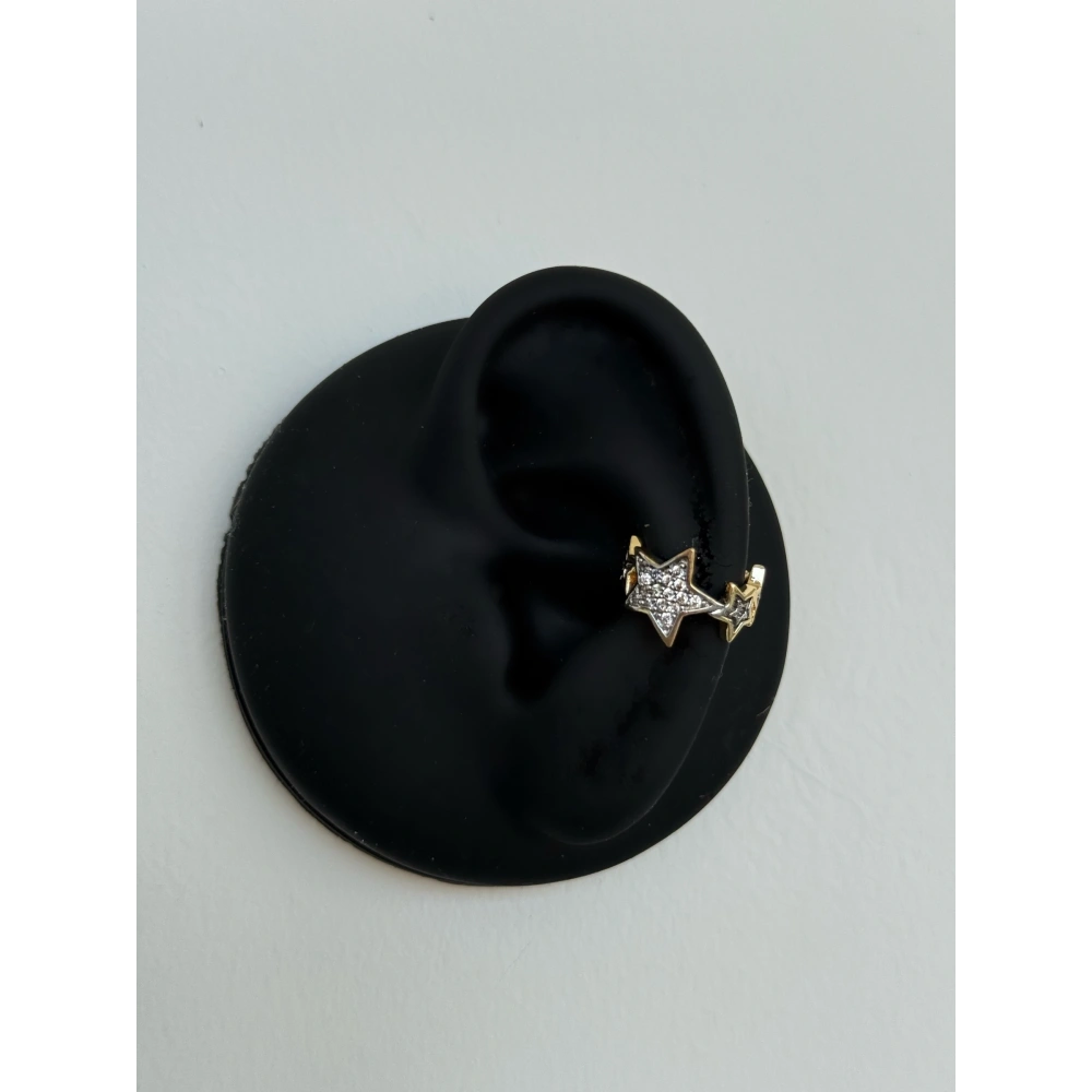 Çelik Yıldız Detaylı Earcuff